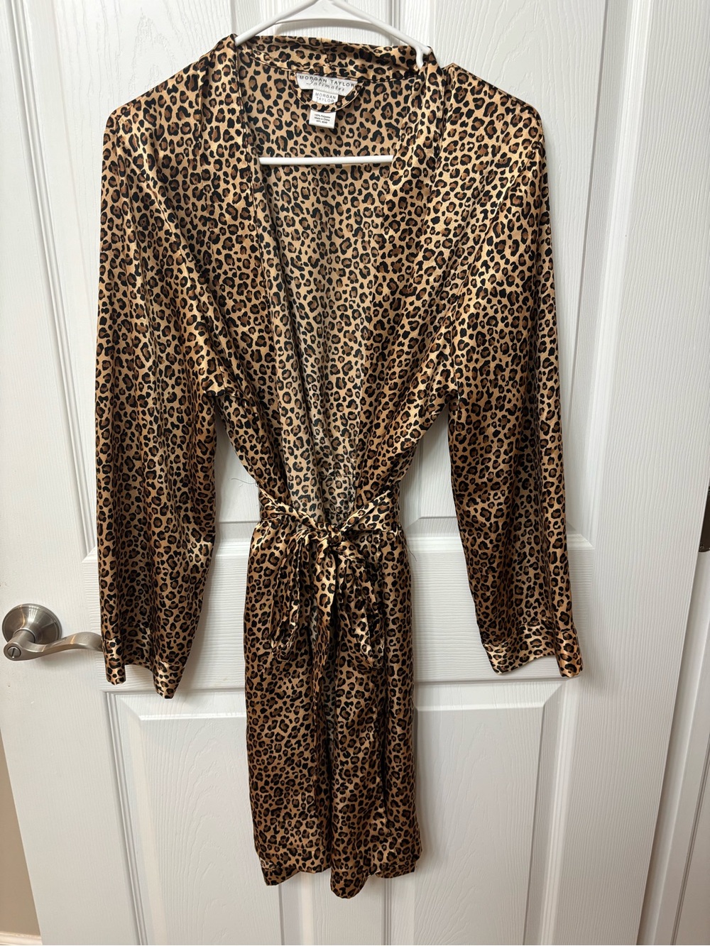 Morgan Taylor Intimates Satin Cheetah Print Robe